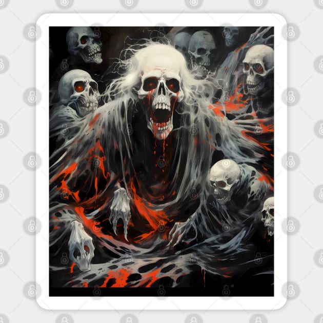 Halloween Demons: Scary Skull Demon on a Dark Background Magnet by Puff Sumo